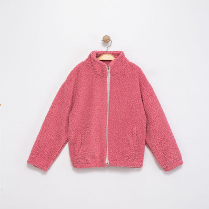 Kuzu Kumaş Fermuarlı Çocuk Montu