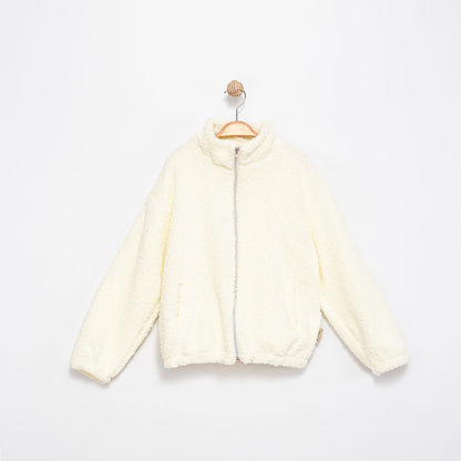 Kuzu Kumaş Fermuarlı Çocuk Montu