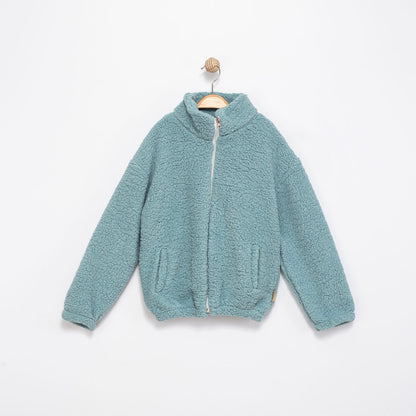 Kuzu Kumaş Fermuarlı Çocuk Montu