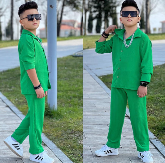 YEŞİL SOLİDAY MODEL GÖMLEKLİ DETAY 2 Lİ TAKIM