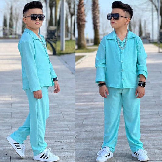 MAVİ SOLİDAY MODEL GÖMLEKLİ DETAY 2 Lİ TAKIM