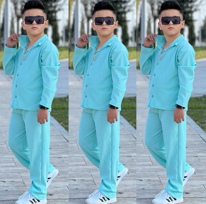 MAVİ SOLİDAY MODEL GÖMLEKLİ DETAY 2 Lİ TAKIM